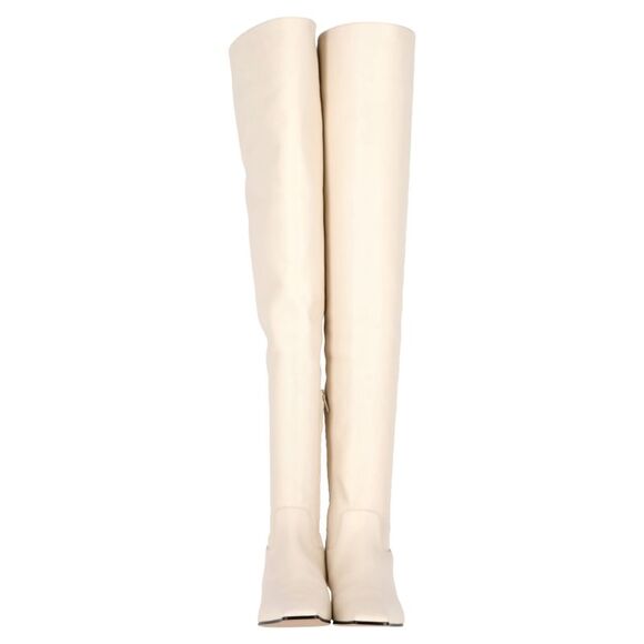 Khaite Marfa Over The Knee Boots in Cream Leather - Picture 2 of 6